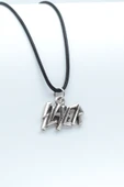 Slayer Gümüş Kaplama Deri İp Kolye - 1