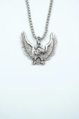 Kartal Gümüş Kaplama Örme Zincir Kolye thumbnail 1