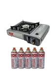 Rox 153Rox0103 Tekli Portatif Kamp Ocak Gri (Ekstra Gaz Girişli) 5 Adet Gaz Kartuş - 1