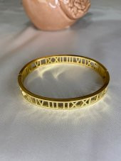 Roma Rakamlı Unisex Gold Çelik Bileklik - 1
