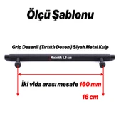 Martin Siyah Metal Kulp 160 mm Mobilya Çekmece Mutfak Dolabı Dolap Modern Kapak Kulpları Grip Desen thumbnail 2