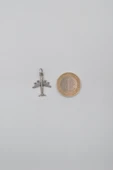 Küçük Uçak Örme Zincir Kolye - Antik Gümüş Kaplama - Kadın Erkek - 60 cm thumbnail 5