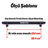 Martin Siyah Metal Kulp 224 mm Mobilya Çekmece Mutfak Dolabı Dolap Modern Kapak Kulpları Grip Desen thumbnail 2