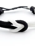 Siyah Beyaz Taraftar Makrome İp Bileklik - Ayarlanabilir Bileklik - Kadın Erkek Bileklik - 2