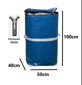 Ev-iş Branda Taşıma Çuvalı 50x40+100cm Fermuarlı Ve Cepli 170gr.Tekstil Çuvalı- (LACİVERT) thumbnail 1