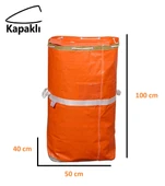 Ev-iş Branda Taşıma Çuvalı 50x40+100cm Kapaklı, Ipli Ve Cepli 170gr.Tekstil Çuvalı- (TURUNCU) thumbnail 1
