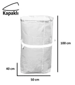 Ev-iş Branda Taşıma Çuvalı 50x40+100cm Kapaklı, Ipli Ve Cepli 170gr.Tekstil Çuvalı- (BEYAZ) thumbnail 1