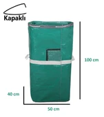 Ev-iş Branda Taşıma Çuvalı 50x40+100cm Kapaklı, Ipli Ve Cepli 170gr.Tekstil Çuvalı - (YEŞİL) thumbnail 1