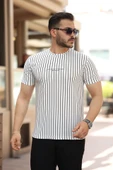 Erkek Dikey çizgili Ottoman Kumaş Kısa Kollu T-shirt thumbnail 1