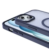 iPhone 13 Uyumlu Kamera Korumalı Magsafe Wireless Şarj Özellikli Mat Silikon Kapak - 7