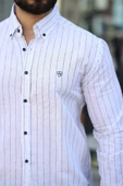 Erkek Pamuklu Çizgi Desenli Gömlek thumbnail 3