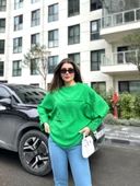 Kadın Yarasa Kol Aerobin Kumaş Bluz thumbnail 3