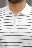 Erkek Fermuar Yakalı çizgili Kısa Kollu T-shirt thumbnail 3