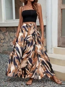 Kadın Beli Büzgülü Yandan Yırtmaçlı Desenli Süprem Etek thumbnail 3