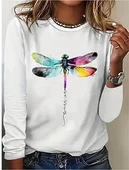 Kadın Uzun Kollu Bisiklet Yaka Baskılı Viskon Bluz thumbnail 1