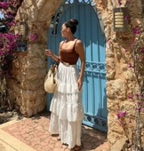 Katlı Pileli Etek - Ekru - 1