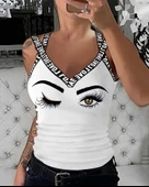 Kadın çapraz şeritli Göz Baskılı Viskon Bluz thumbnail 1