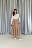 Camel Uzun Pileli Etek - 2