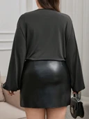 Kadın Kruvaze Yaka Büyük Beden Sandy Bluz thumbnail 4