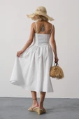 Askılı Uzun Elbise - Beyaz thumbnail 3