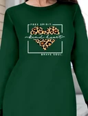 Kadın Uzun Kollu Bisiklet Yaka Desenli Viskon Iki Iplik Bluz thumbnail 2