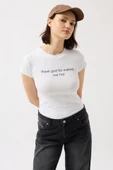 Baskılı Likralı Crop T-Shirt thumbnail 3