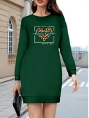 Kadın Uzun Kollu Bisiklet Yaka Desenli Viskon Iki Iplik Bluz thumbnail 3