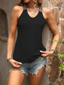 Kadın Askılı V Yakalı Arkadan Halka Detaylı Viskon Bluz thumbnail 2