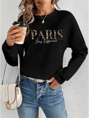 Kadın Uzun Kollu Bisiklet Yaka Desenli Viskon Iki Iplik Bluz thumbnail 3