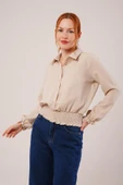 Bel Ve Bilek Lastikli Bej Bluz thumbnail 1