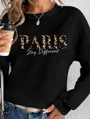 Kadın Uzun Kollu Bisiklet Yaka Desenli Viskon Iki Iplik Bluz thumbnail 2