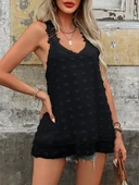 Kadın Dantel Askılı V Yakalı Sırtı çapraz Detaylı Ponpon Bluz thumbnail 2