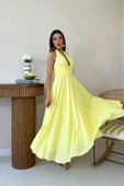 Sarı Askılı Keten Elbise thumbnail 1