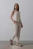 Düğme Detaylı Yelek - Krem thumbnail 4