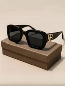 BB Cool Kadın Güneş Gözlüğü Gold Metal BB Detay Siyah Çerçeve  UV 400 Korumalı CE Sertifikalı - 4
