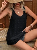 Kadın Dantel Askılı V Yakalı Sırtı çapraz Detaylı Ponpon Bluz thumbnail 4