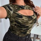 Kadın Kısa Kollu Bisiklet Yaka Dekolteli Süprem Bluz thumbnail 8