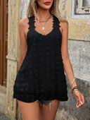 Kadın Dantel Askılı V Yakalı Sırtı çapraz Detaylı Ponpon Bluz thumbnail 3