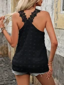 Kadın Dantel Askılı V Yakalı Sırtı çapraz Detaylı Ponpon Bluz thumbnail 6