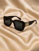 BB Cool Kadın Güneş Gözlüğü Gold Metal BB Detay Siyah Çerçeve  UV 400 Korumalı CE Sertifikalı - 3