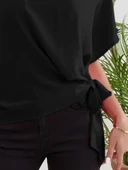 Kadın Kısa Kollu Bisiklet Yaka Yandan Bağlamalı Aerobin Bluz thumbnail 3