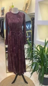 misswhence Fermuarlı Jakarlı Cupro Elbise 36802 bordo thumbnail 1