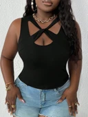 Kadın önden çapraz Detay Askılı Viskon Bluz thumbnail 7