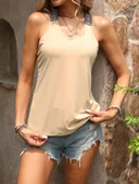 Kadın Askılı V Yakalı Arkadan Halka Detaylı Viskon Bluz thumbnail 4