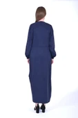 İNVEE ELBİSE MODAL KUMAS DOKUMLU 7013 LACİVERT thumbnail 3