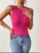 Kadın Sıfır Kol Sırt çapraz Detay Triko Bluz thumbnail 5