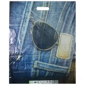 Baskılı Mağaza Poşeti (NO 5) 50 Adet Kot Desenli Takviyeli Poşet thumbnail 2