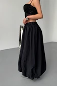 BEL LASTİKLİ BALON ETEK ŞANEL BOY SOFT KUMAŞ - Siyah thumbnail 3