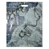 Baskılı Mağaza Poşeti (No 4) 50 Adet Kot Desenli Takviyeli Poşet - 1