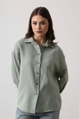 Müslin Uzun Kol Gömlek - Haki thumbnail 2